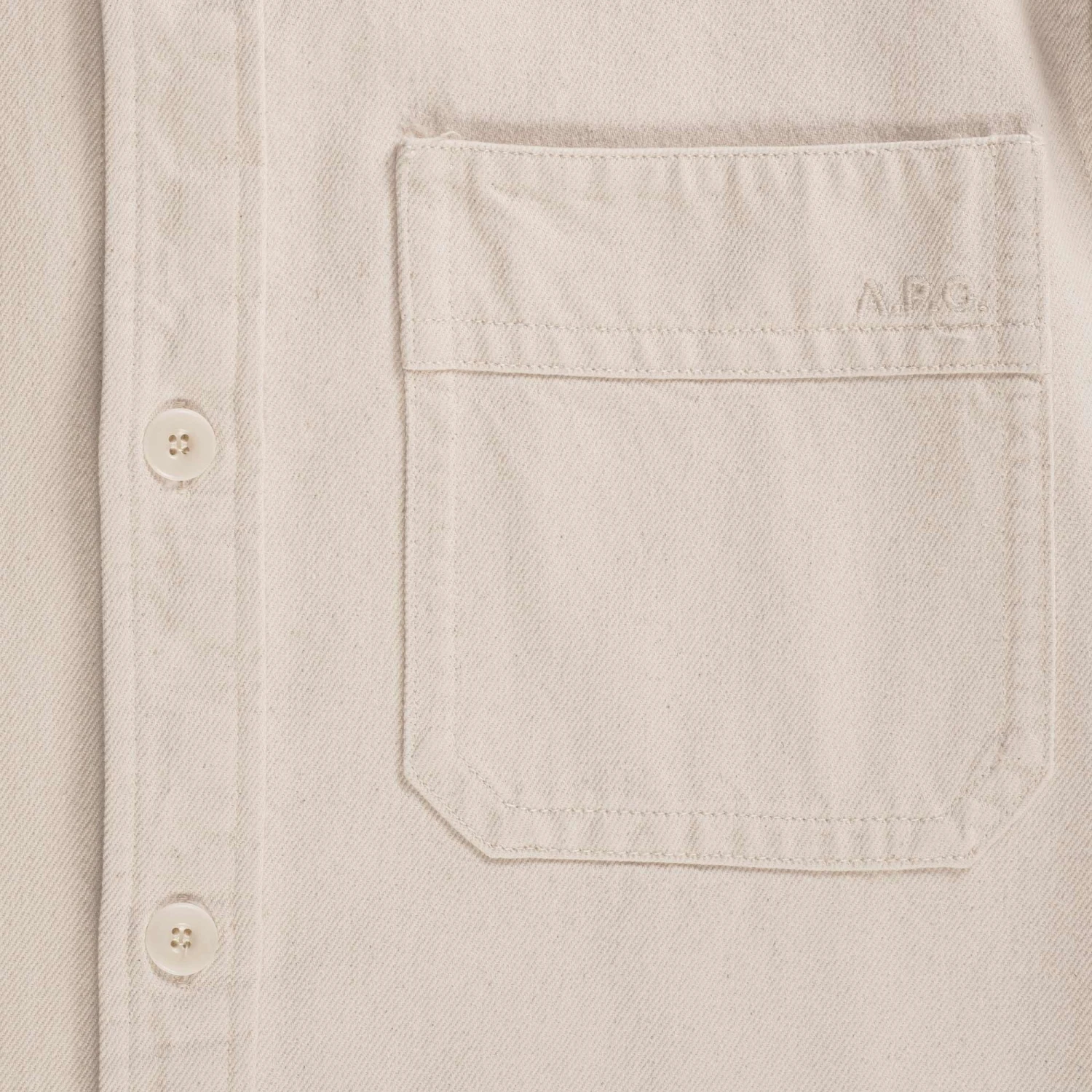A.P.C. Basile Brodée Poitrine Overshirt - Ecru 3 A.P.C. Basile Brodée Poitrine Overshirt - Ecru - Image 3