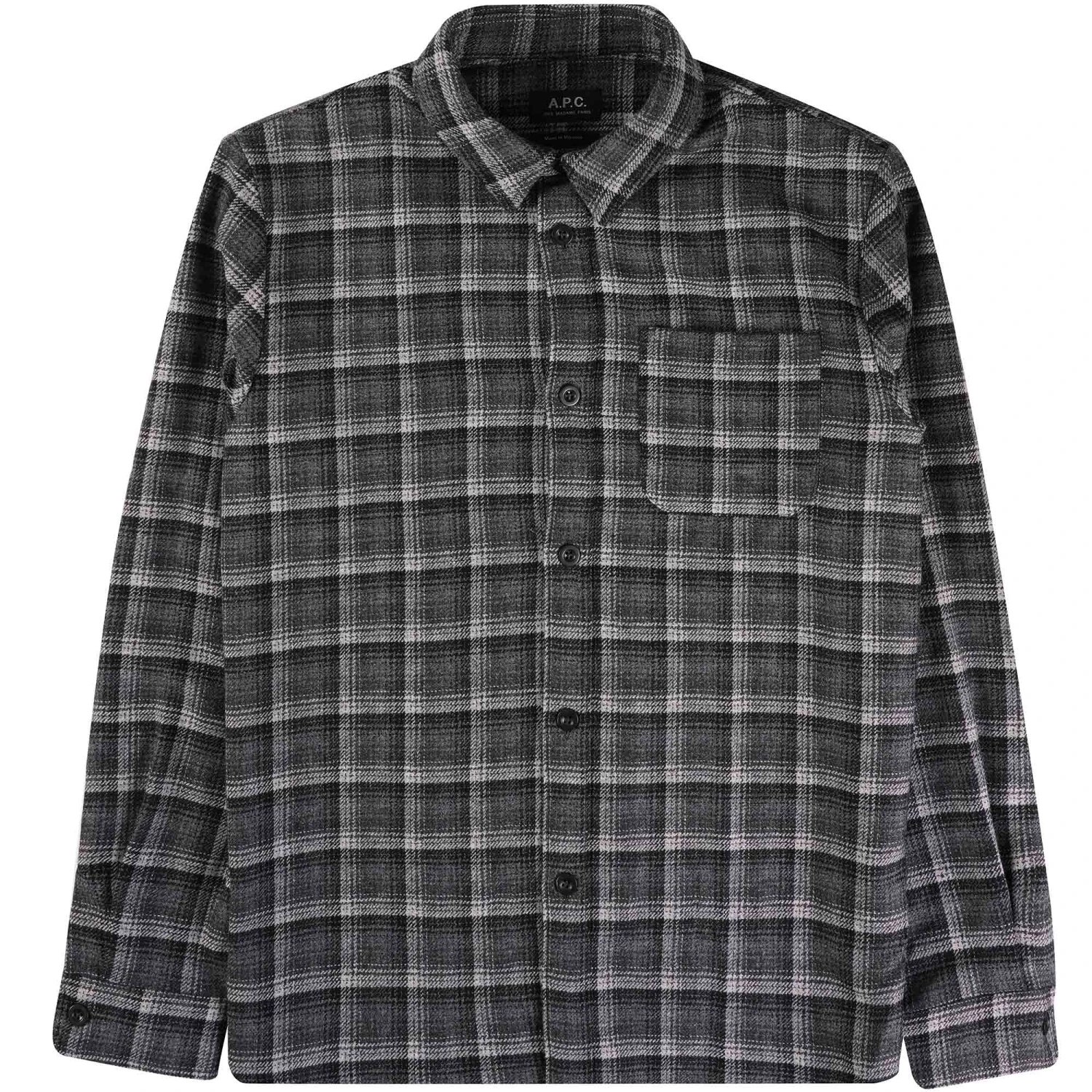 A.P.C. Trek Check Overshirt - Anthracite 1 A.P.C. Trek Check Overshirt - Anthracite