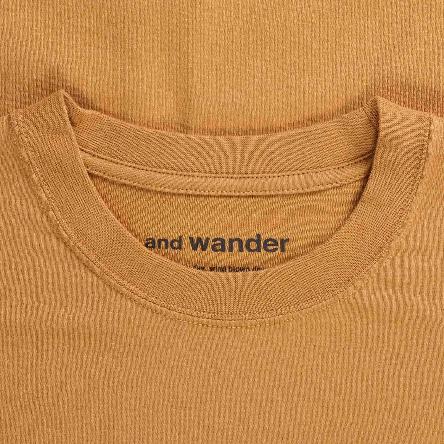 And Wander Big Logo T-Shirt - Dark Beige 2 And Wander Big Logo T-Shirt - Dark Beige - Image 2