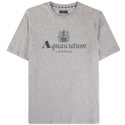 Aquascutum Large Logo T-Shirt - Grey Mel