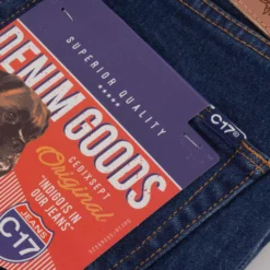 C17 - Cedixsept Jeans Cone Mills Denim Slim Straight Comfort Fit - 1 Year Indigo Rinsed Wash -Lacoste Cloth Shop c17 cedixsept jeans cone mills denim slim straight comfort fit 1 year indigo rinsed wash p46068 518587 image