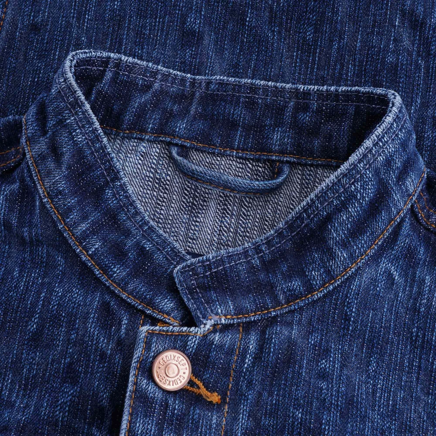C17 - Cedixsept Jeans Mandarin Collar Kuroki Japanese Selvedge Denim Jacket - Stone Wash 2 C17 - Cedixsept Jeans Mandarin Collar Kuroki Japanese Selvedge Denim Jacket - Stone Wash - Image 2