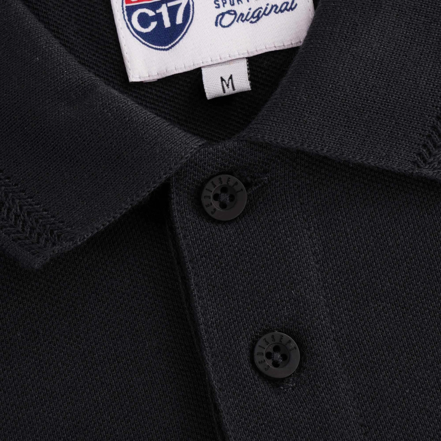 C17 - Cedixsept Jeans Oxford Pique Polo - Black 3 C17 - Cedixsept Jeans Oxford Pique Polo - Black - Image 3