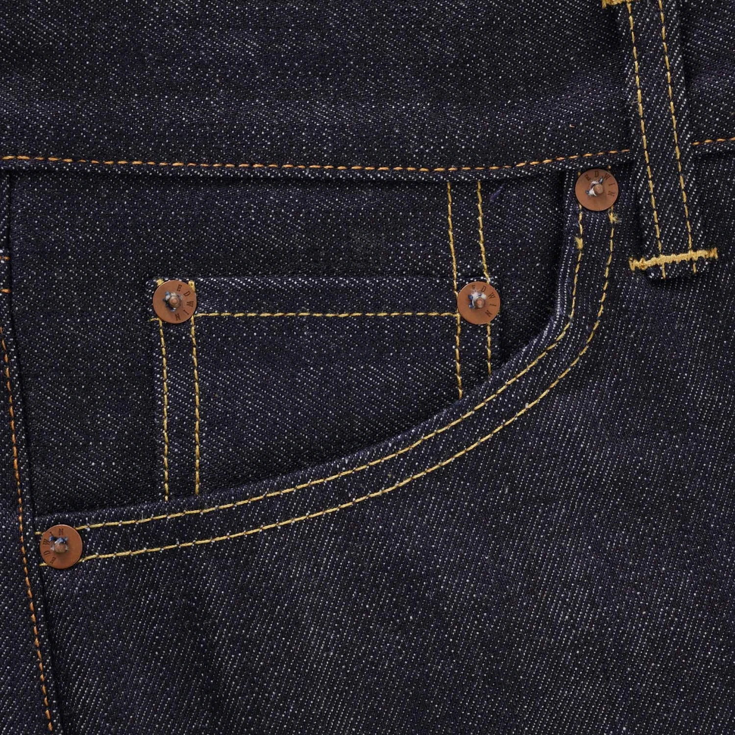 Edwin Nashville Red Listed Selvedge Denim - Unwashed 3 Edwin Nashville Red Listed Selvedge Denim - Unwashed - Image 3