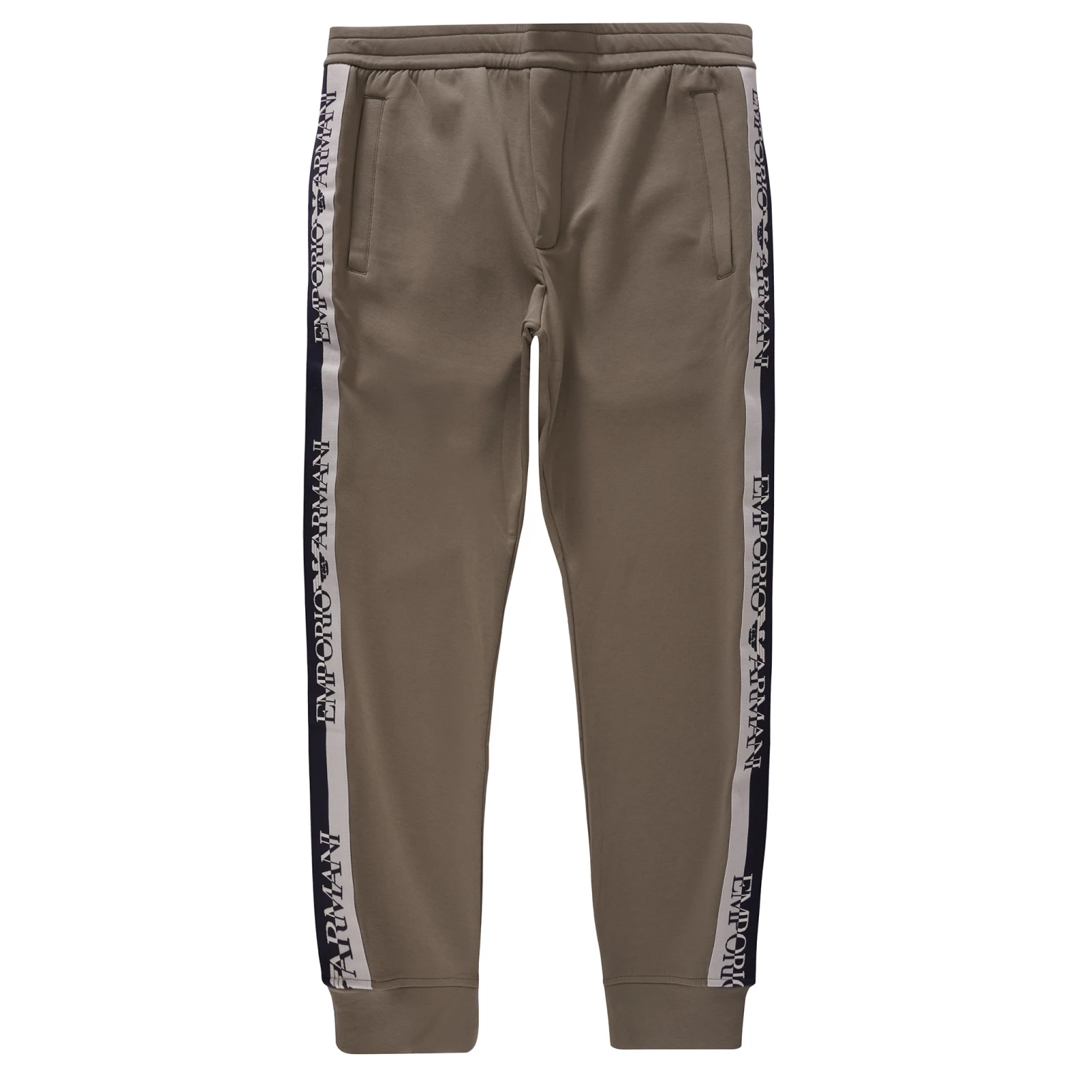 Emporio Armani Jacquard Logo Stripe Joggers - Khaki 1 Emporio Armani Jacquard Logo Stripe Joggers - Khaki