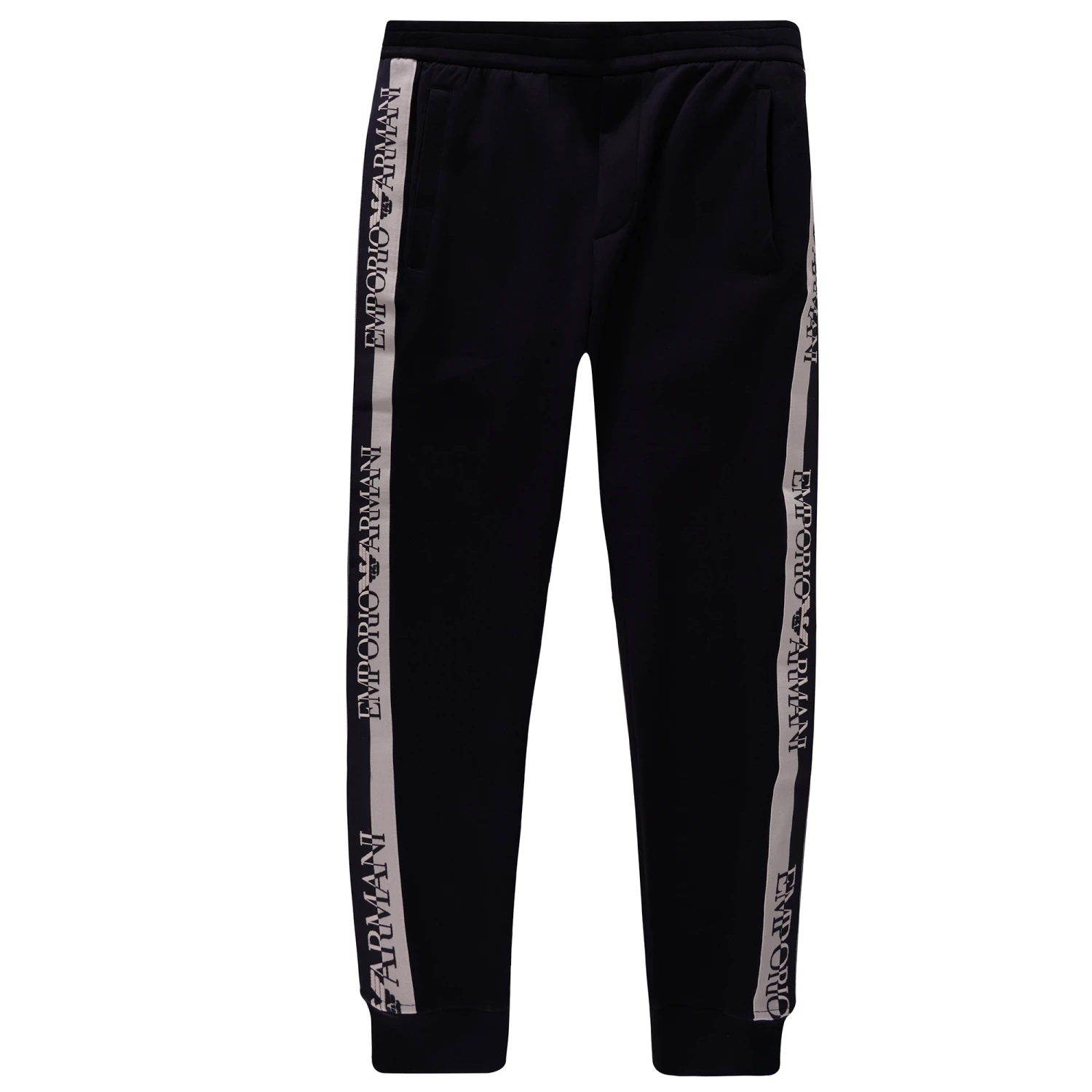 Emporio Armani Jacquard Logo Stripe Joggers - Navy 1 Emporio Armani Jacquard Logo Stripe Joggers - Navy