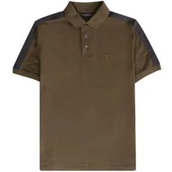 Emporio Armani Two Tone Polo Shirt - Fango