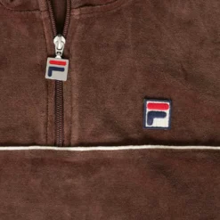 Fila Vintage Duke Velour 1/4 Zip With Piping - Brown Stone -Lacoste Cloth Shop fila vintage duke velour 1 4 zip with piping brown stone p56186 800541 image