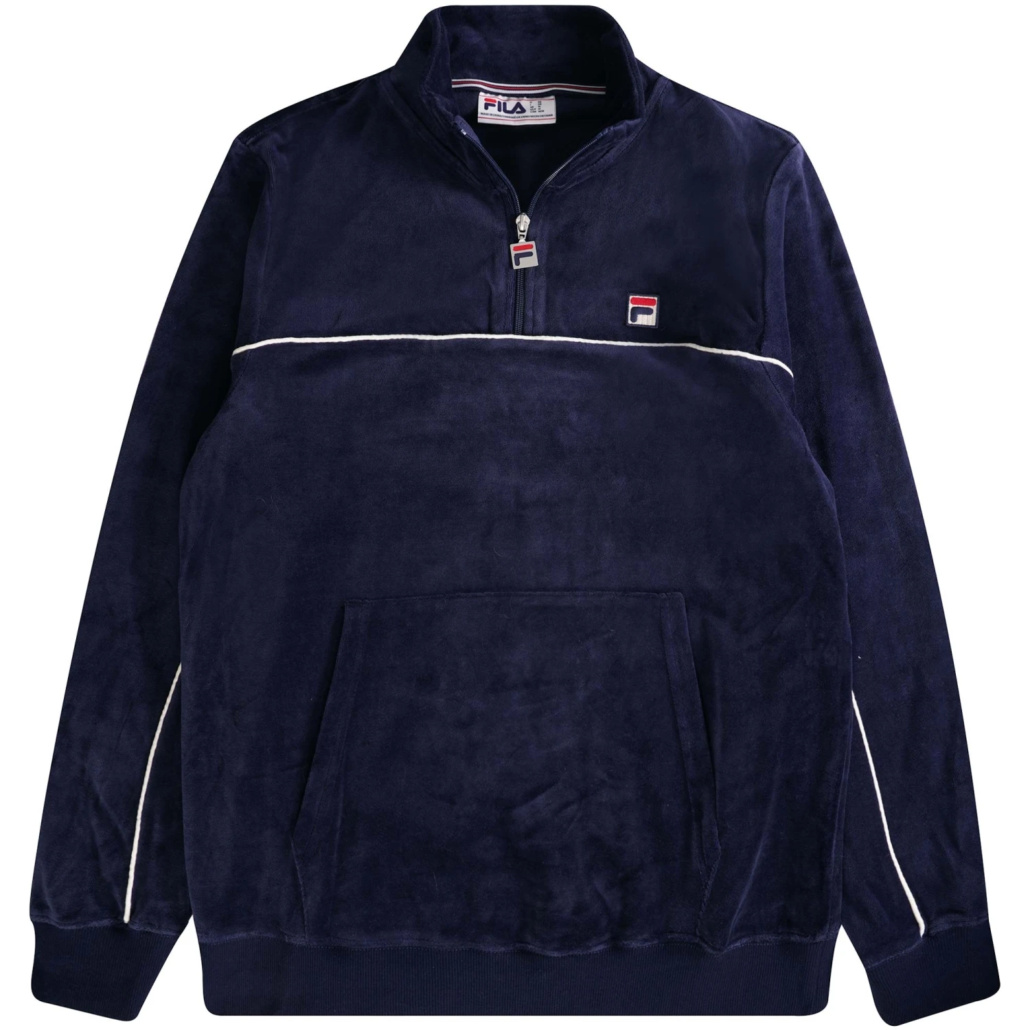 Fila Vintage Duke Velour 1/4 Zip With Piping - Navy 1 Fila Vintage Duke Velour 1/4 Zip With Piping - Navy