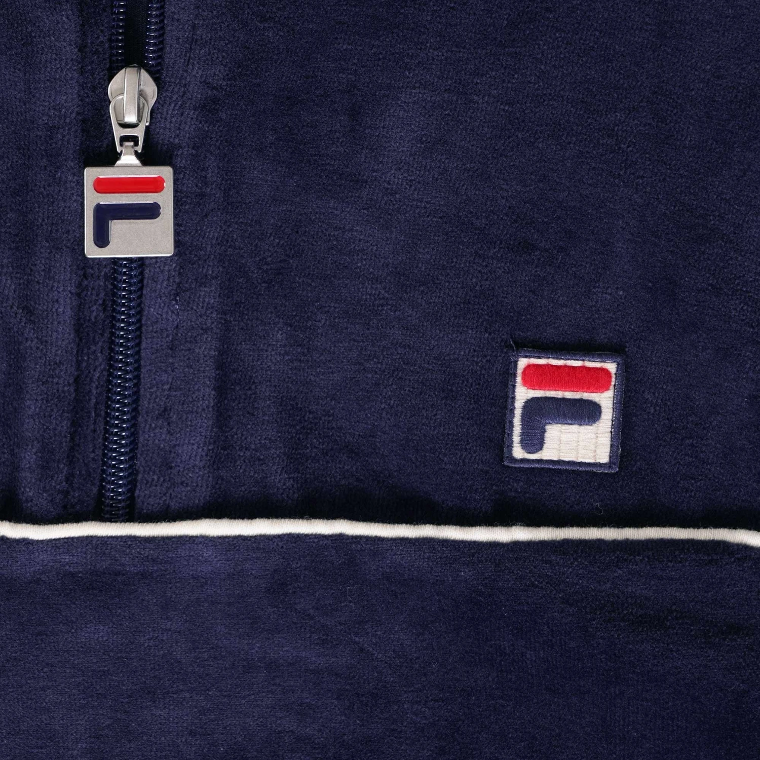 Fila Vintage Duke Velour 1/4 Zip With Piping - Navy 3 Fila Vintage Duke Velour 1/4 Zip With Piping - Navy - Image 3