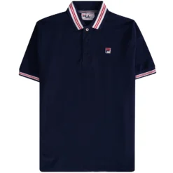 Fila Vintage Faraz Tipped Rib Polo Shirt - Fila Navy