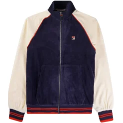 Fila Vintage Liston Colour Block Velour Track Top - Navy/Gardenia
