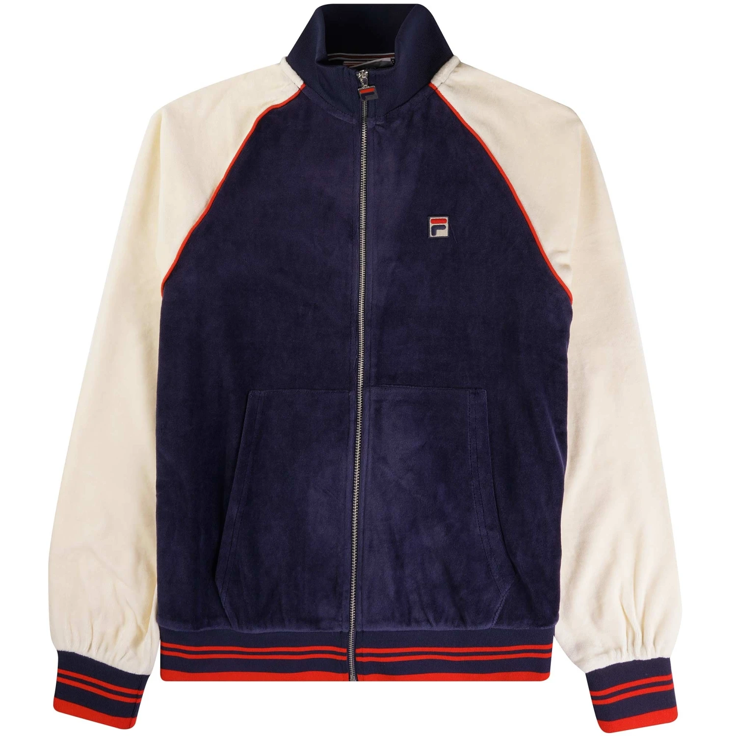 Fila Vintage Liston Colour Block Velour Track Top - Navy/Gardenia 1 Fila Vintage Liston Colour Block Velour Track Top - Navy/Gardenia
