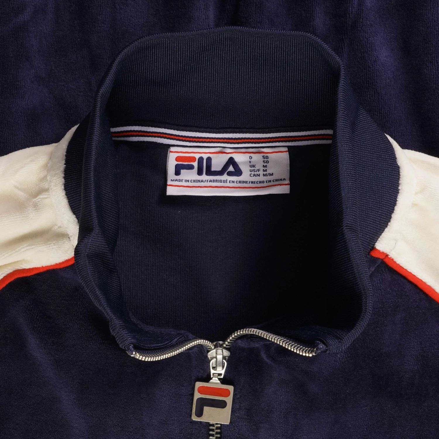 Fila Vintage Liston Colour Block Velour Track Top - Navy/Gardenia 2 Fila Vintage Liston Colour Block Velour Track Top - Navy/Gardenia - Image 2