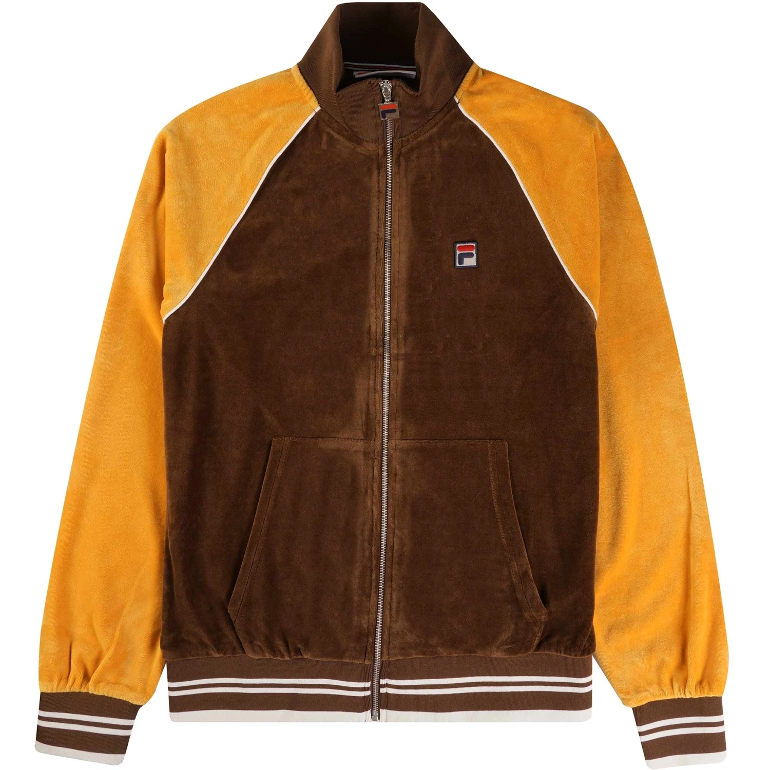 Fila Vintage Liston Colour Block Velour Track Top - Potting Soil 1 Fila Vintage Liston Colour Block Velour Track Top - Potting Soil