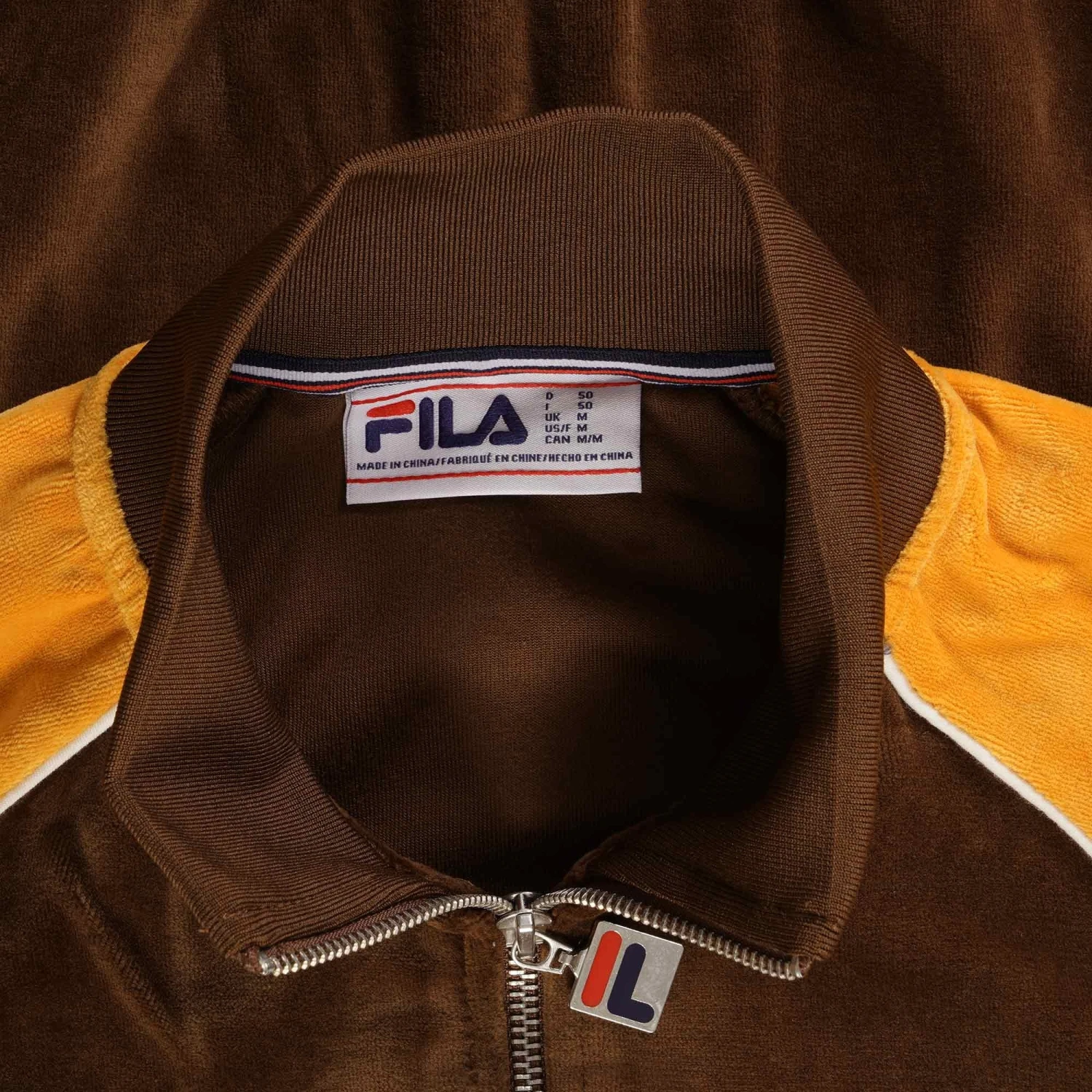 Fila Vintage Liston Colour Block Velour Track Top - Potting Soil 2 Fila Vintage Liston Colour Block Velour Track Top - Potting Soil - Image 2