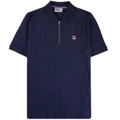 Fila Vintage Rufus Textured Stripe Polo - Fila Navy