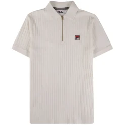 Fila Vintage Rufus Textured Stripe Polo - Gardenia