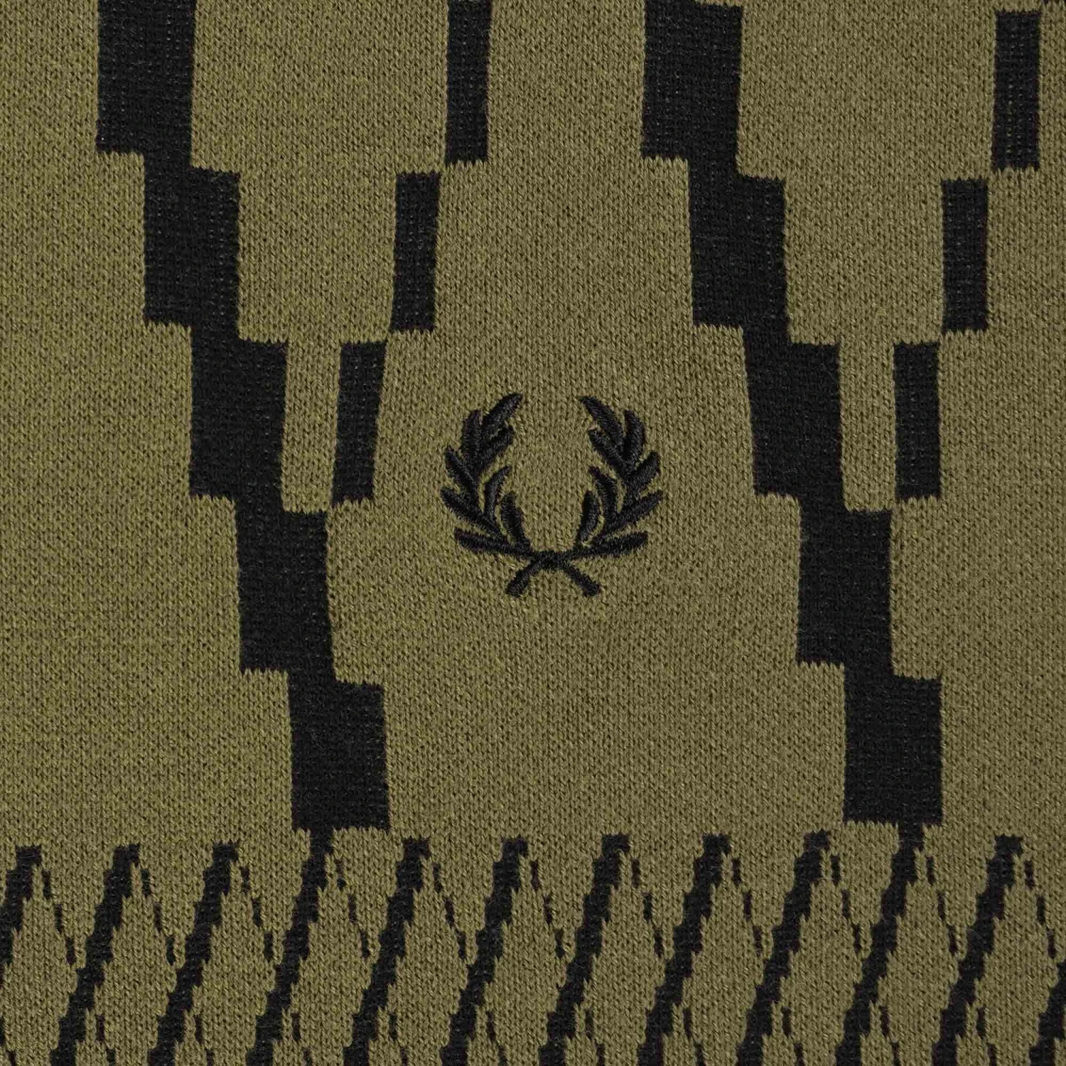 Fred Perry Argyle Panel Knitted T-Shirt - Uniform Green 3 Fred Perry Argyle Panel Knitted T-Shirt - Uniform Green - Image 3