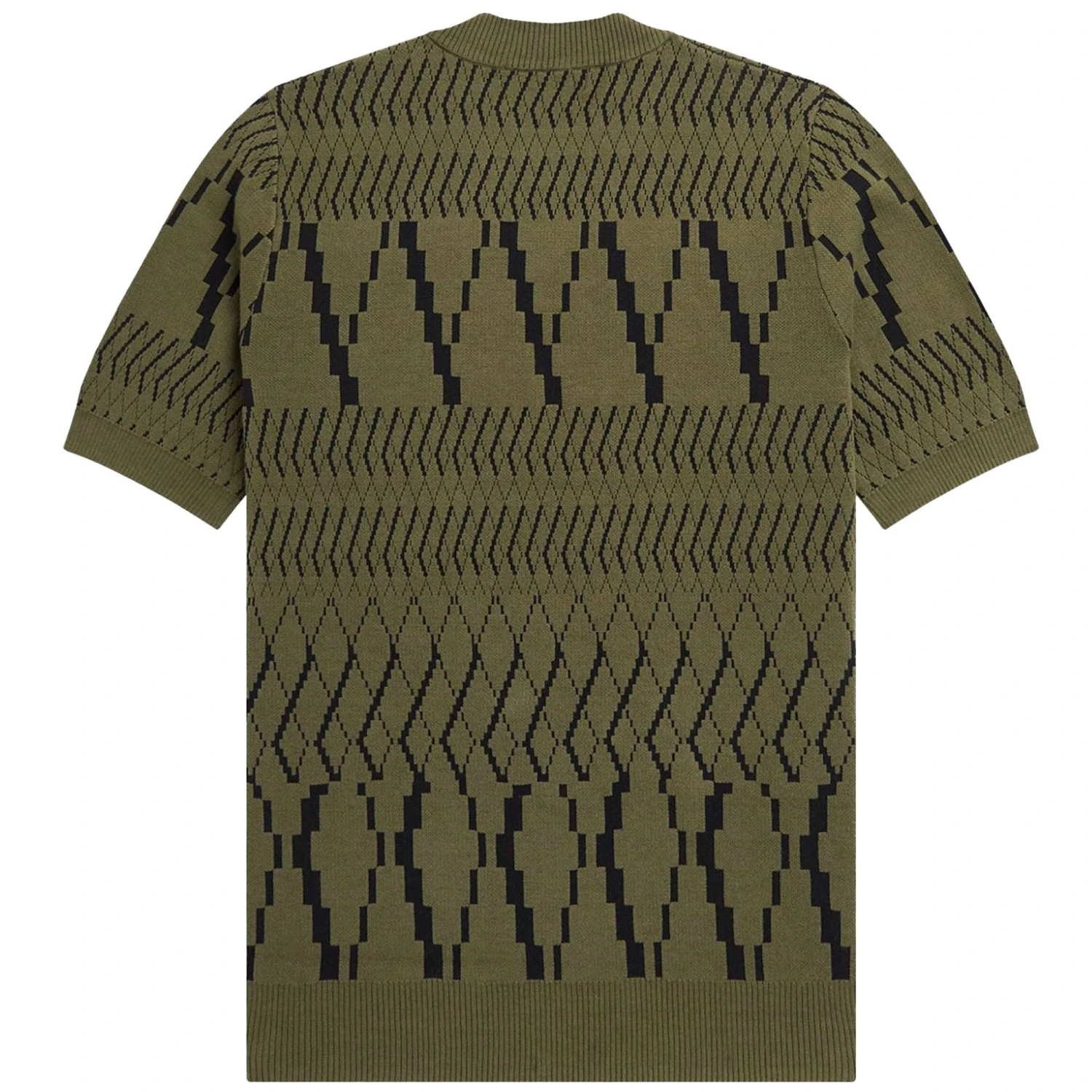 Fred Perry Argyle Panel Knitted T-Shirt - Uniform Green 4 Fred Perry Argyle Panel Knitted T-Shirt - Uniform Green - Image 4