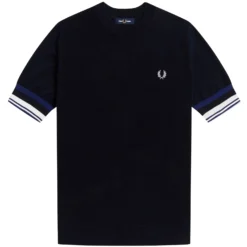 Fred Perry Bold Cuff Knitted T-Shirt - Navy