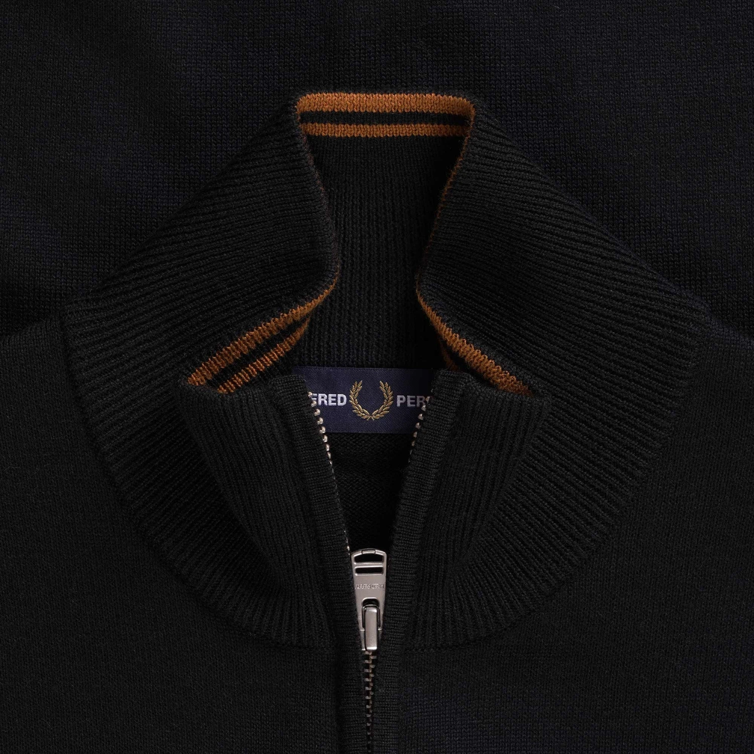 Fred Perry Classic Zip Through Cardigan - Black 2 Fred Perry Classic Zip Through Cardigan - Black - Image 2