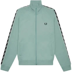 Fred Perry Contrast Taped Track Jacket - Silver Blue