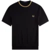 Fred Perry Crew Neck Pique T-Shirt - Black/Gold