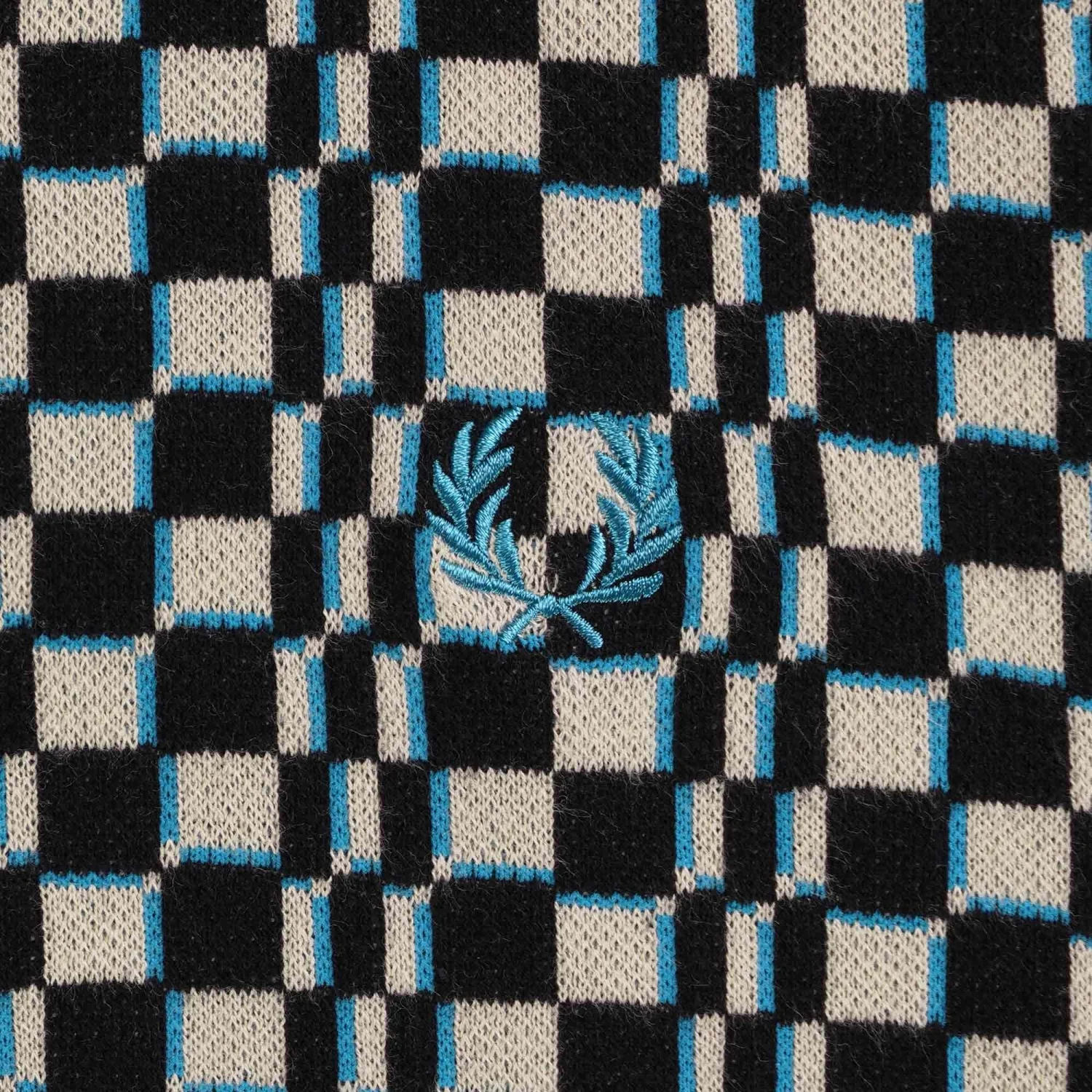 Fred Perry Glitch Chequerboard Knitted Shirt - Oyster 3 Fred Perry Glitch Chequerboard Knitted Shirt - Oyster - Image 3