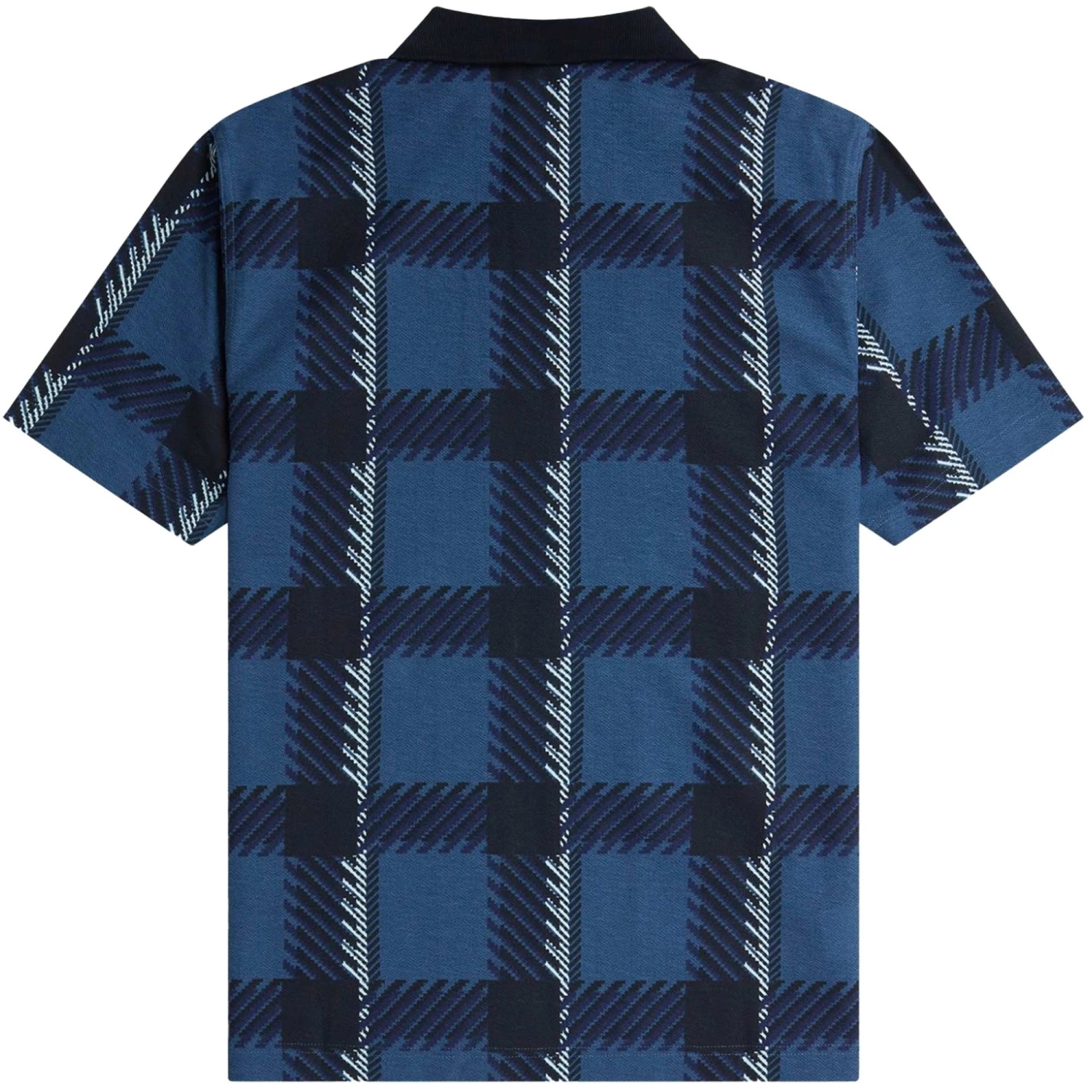 Fred Perry Glitch Tartan Zip Neck Polo Shirt - Midnight Blue 4 Fred Perry Glitch Tartan Zip Neck Polo Shirt - Midnight Blue - Image 4