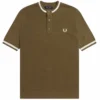 Fred Perry K5 Textured Front Knitted Henley - Shaded Stone