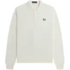 Fred Perry Long Sleeve Knitted Polo Shirt - Ecru