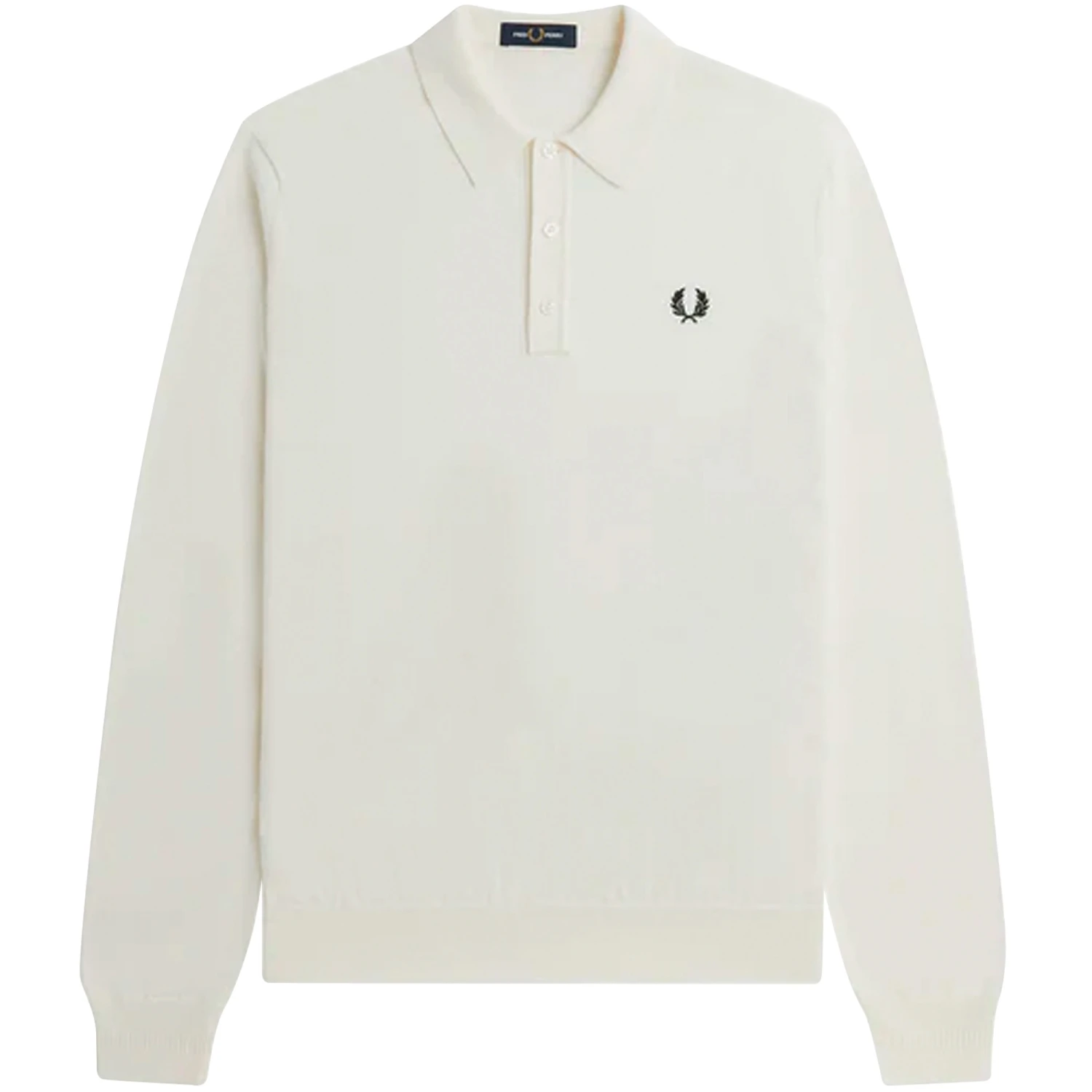 Fred Perry Long Sleeve Knitted Polo Shirt - Ecru 1 Fred Perry Long Sleeve Knitted Polo Shirt - Ecru
