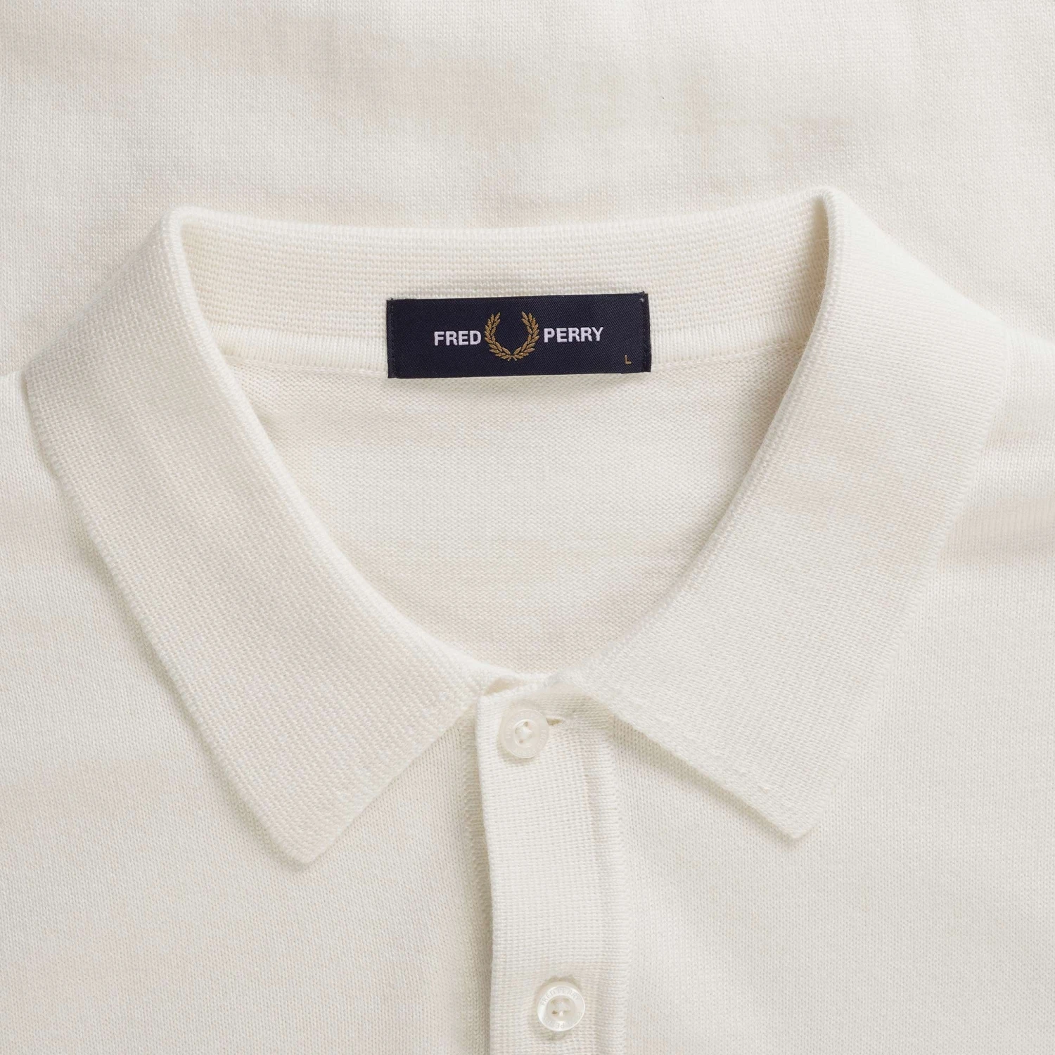 Fred Perry Long Sleeve Knitted Polo Shirt - Ecru 2 Fred Perry Long Sleeve Knitted Polo Shirt - Ecru - Image 2