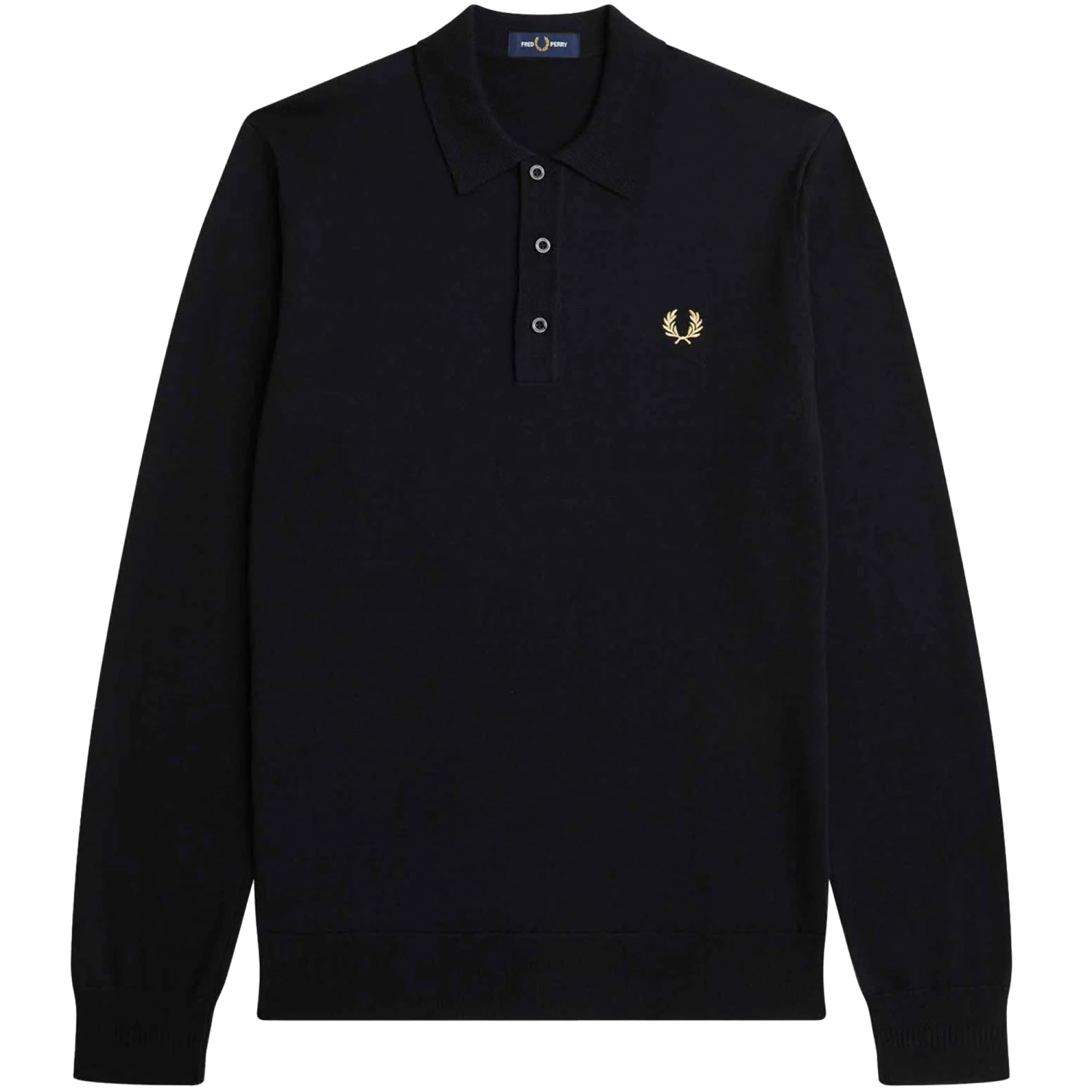 Fred Perry Long Sleeve Knitted Shirt - Black 1 Fred Perry Long Sleeve Knitted Shirt - Black