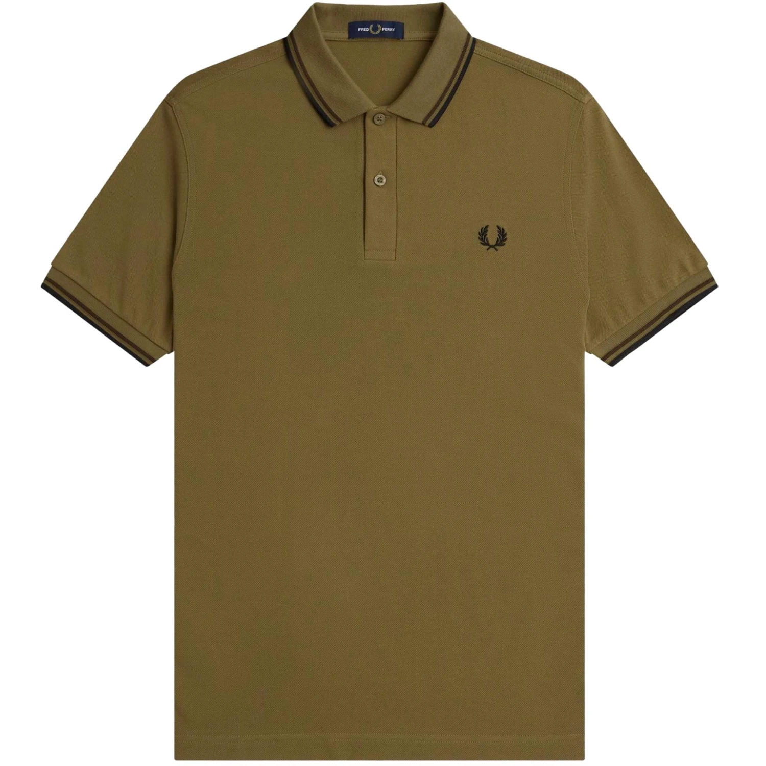 Fred Perry M3600 Polo Shirt - Shaded Stone And Black 1 Fred Perry M3600 Polo Shirt - Shaded Stone And Black