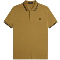 Fred Perry M3600 Twin Tipped Polo Shirt - Dark Caramel