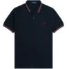 Fred Perry M3600 Twin Tipped Polo Shirt - Navy And Dusty Pink