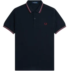 Fred Perry M3600 Twin Tipped Polo Shirt - Navy And Dusty Pink