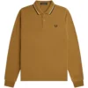 Fred Perry M3636 Long Sleeve Polo Shirt - Dark Caramel