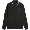 Fred Perry M3636 Long Sleeve Polo Shirt - Night Green