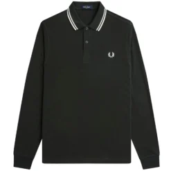 Fred Perry M3636 Long Sleeve Polo Shirt - Night Green