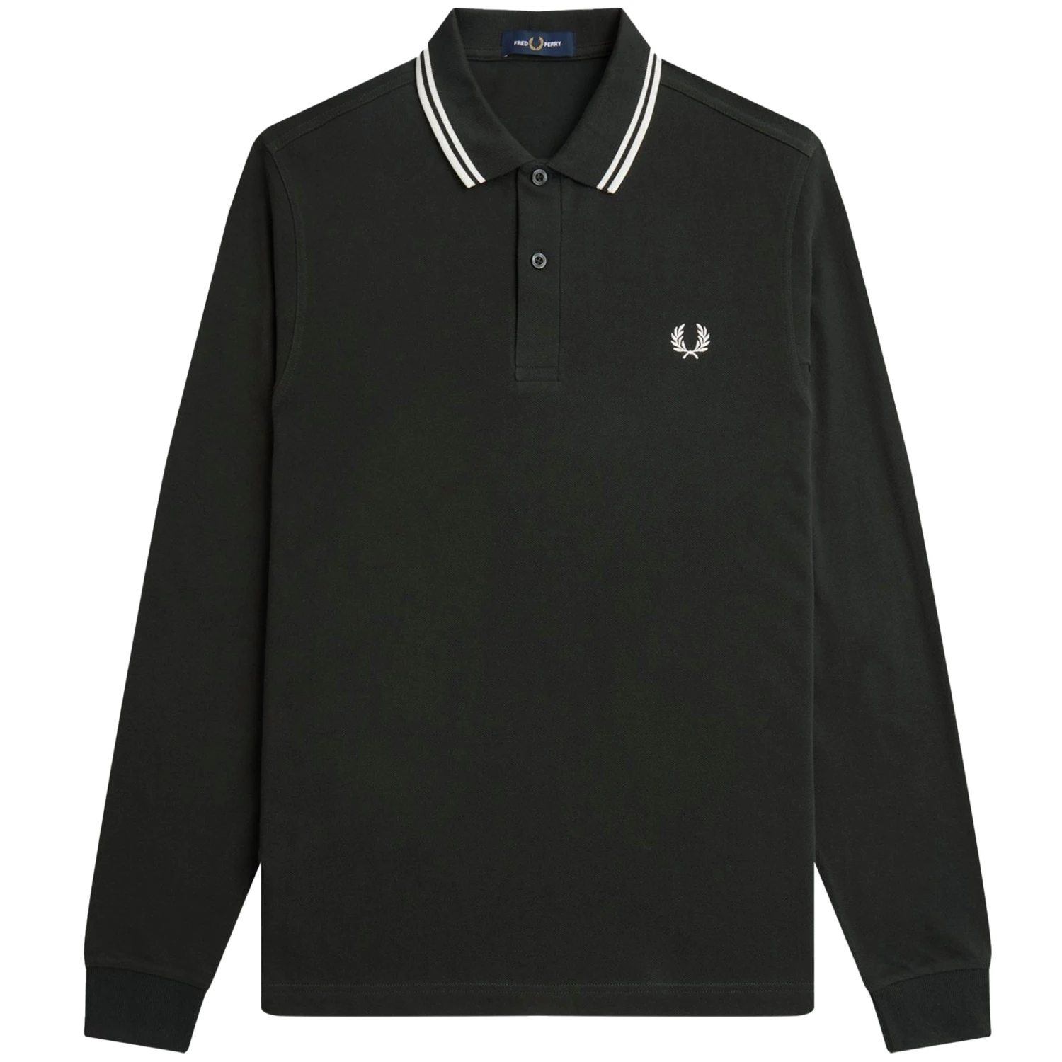 Fred Perry M3636 Long Sleeve Polo Shirt - Night Green 1 Fred Perry M3636 Long Sleeve Polo Shirt - Night Green