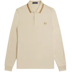 Fred Perry M3636 Long Sleeve Polo Shirt - Oatmeal