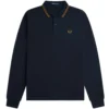 Fred Perry M3636 Long Sleeve Twin Tipped Polo Shirt - Navy