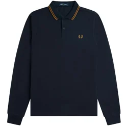 Fred Perry M3636 Long Sleeve Twin Tipped Polo Shirt - Navy