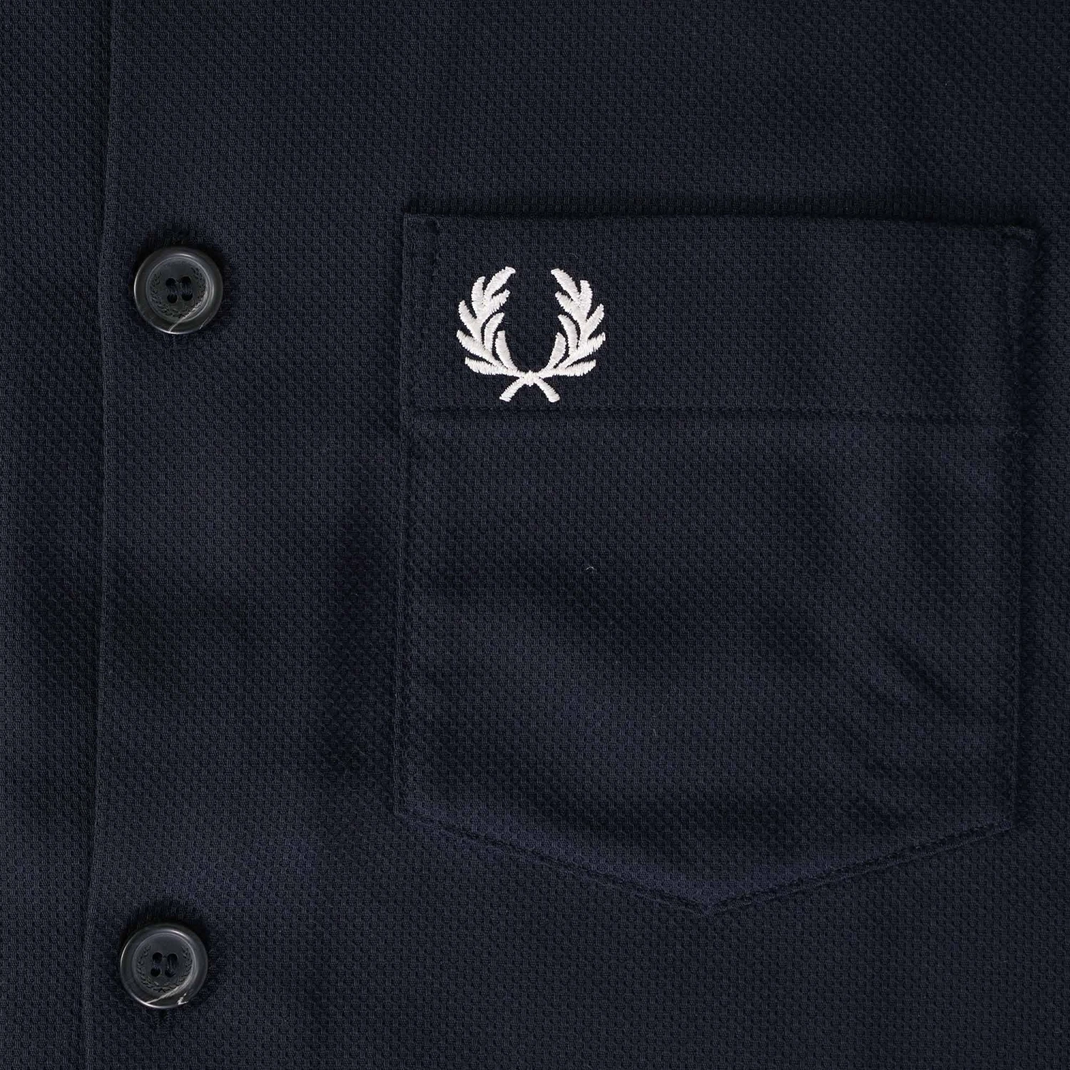 Fred Perry M5 Pique Panel Long Sleeved Shirt - Navy 3 Fred Perry M5 Pique Panel Long Sleeved Shirt - Navy - Image 3