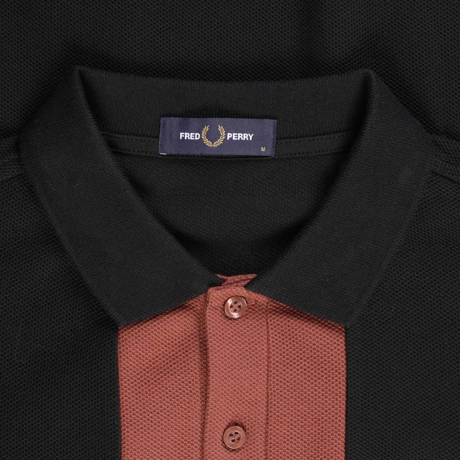 Fred Perry Panelled Long Sleeve Polo Shirt - Black 2 Fred Perry Panelled Long Sleeve Polo Shirt - Black - Image 2