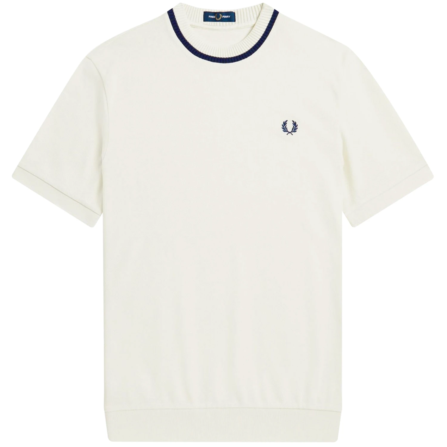 Fred Perry Reissues Crew Neck Piqué T-Shirt - Ecru 1 Fred Perry Reissues Crew Neck Piqué T-Shirt - Ecru
