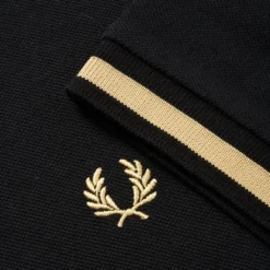 Fred Perry Reissues M2 Single Tipped Polo - Black/Champagne -Lacoste Cloth Shop fred perry reissues m2 single tipped polo black champagne p34056 224692 image